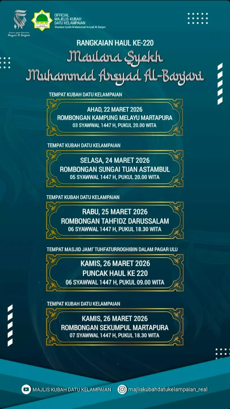 Puncak Haul Ke 220 Maulana Syekh Muhammad Arsyad Al-Banjari